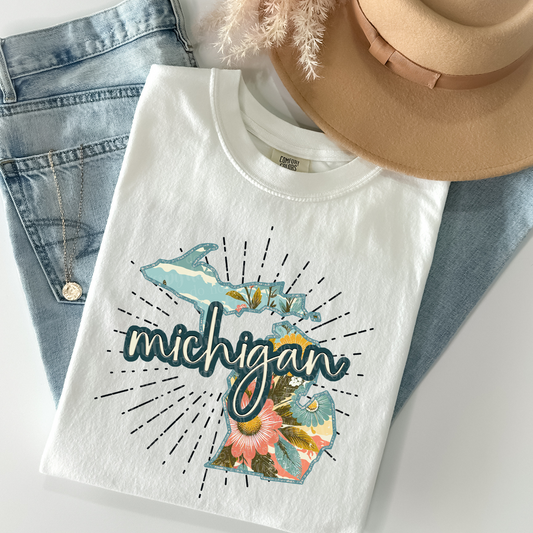 Michigan Retro Floral DTF & Sublimation Transfer