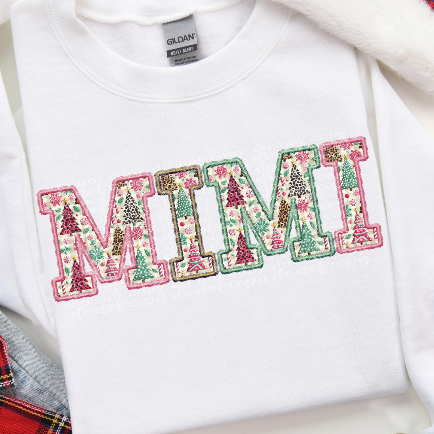 Mimi Christmas Fun Faux Embroidery DTF & Sublimation Transfer