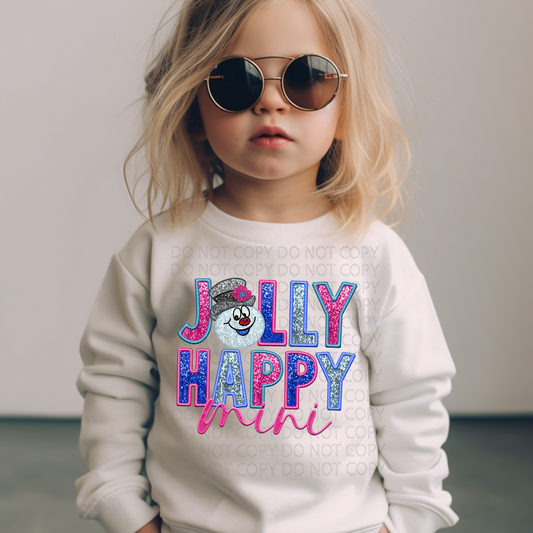 Jolly Happy Mini Faux Embroidery and Sparkle DTF & Sublimation Transfer