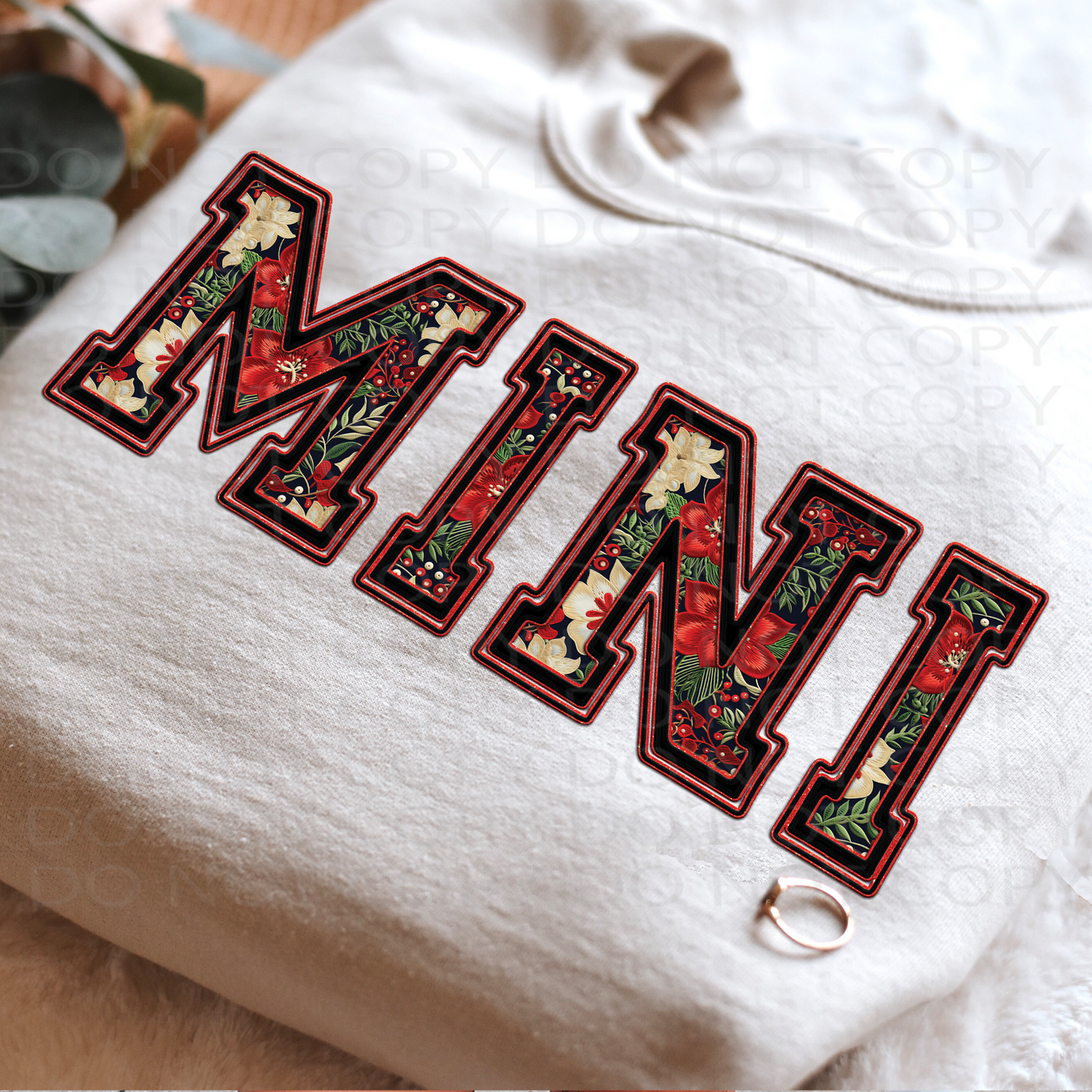 Mini Christmas Floral Faux Embroidery DTF & Sublimation Transfer