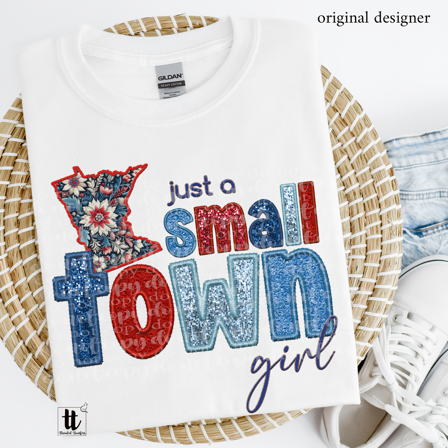 Minnesota Small Town **EXCLUSIVE** Faux Embroidery, Chenille, & Sparkles DTF & Sublimation Transfer