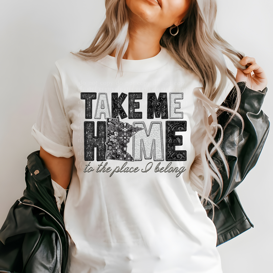 Minnesota Take Me Home **EXCLUSIVE** Faux Embroidery, Rhinestone, Chenille, Lace & Sparkles DTF & Sublimation Transfer