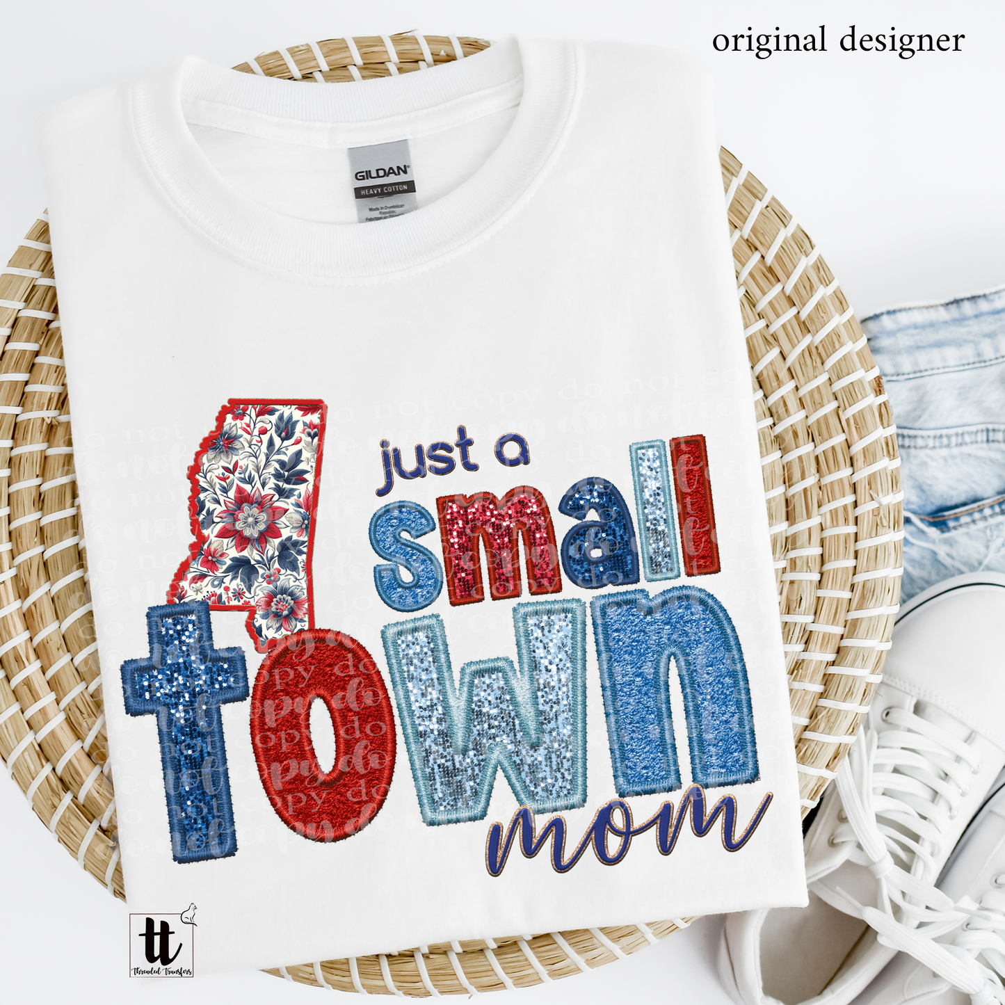 Mississippi Small Town **EXCLUSIVE** Faux Embroidery, Chenille, & Sparkles DTF & Sublimation Transfer