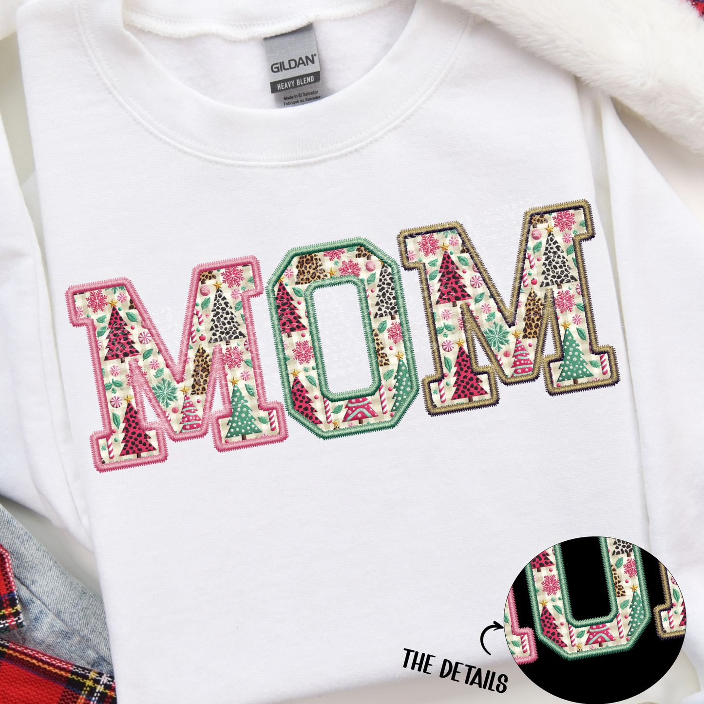 Mom Christmas Fun Faux Embroidery DTF & Sublimation Transfer