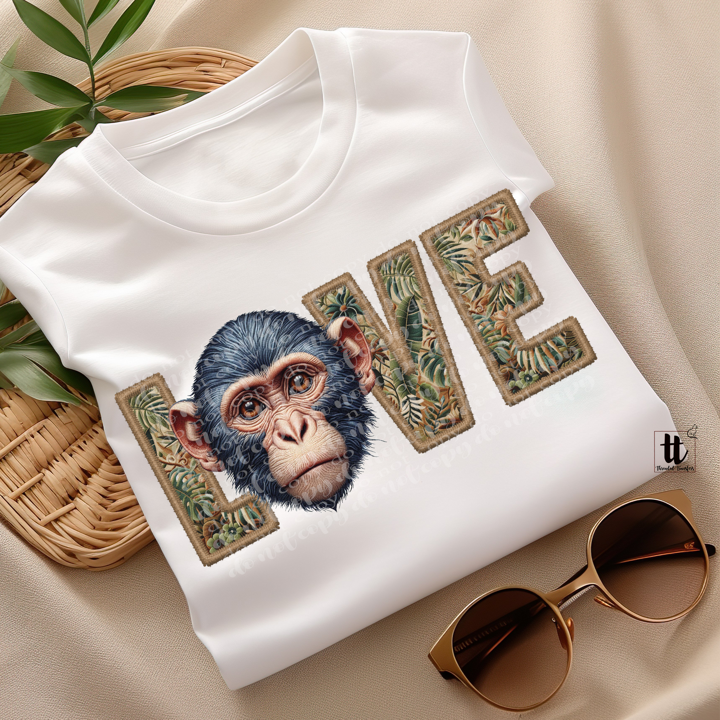 Monkey Love **EXCLUSIVE** Faux Embroidery DTF & Sublimation Transfer