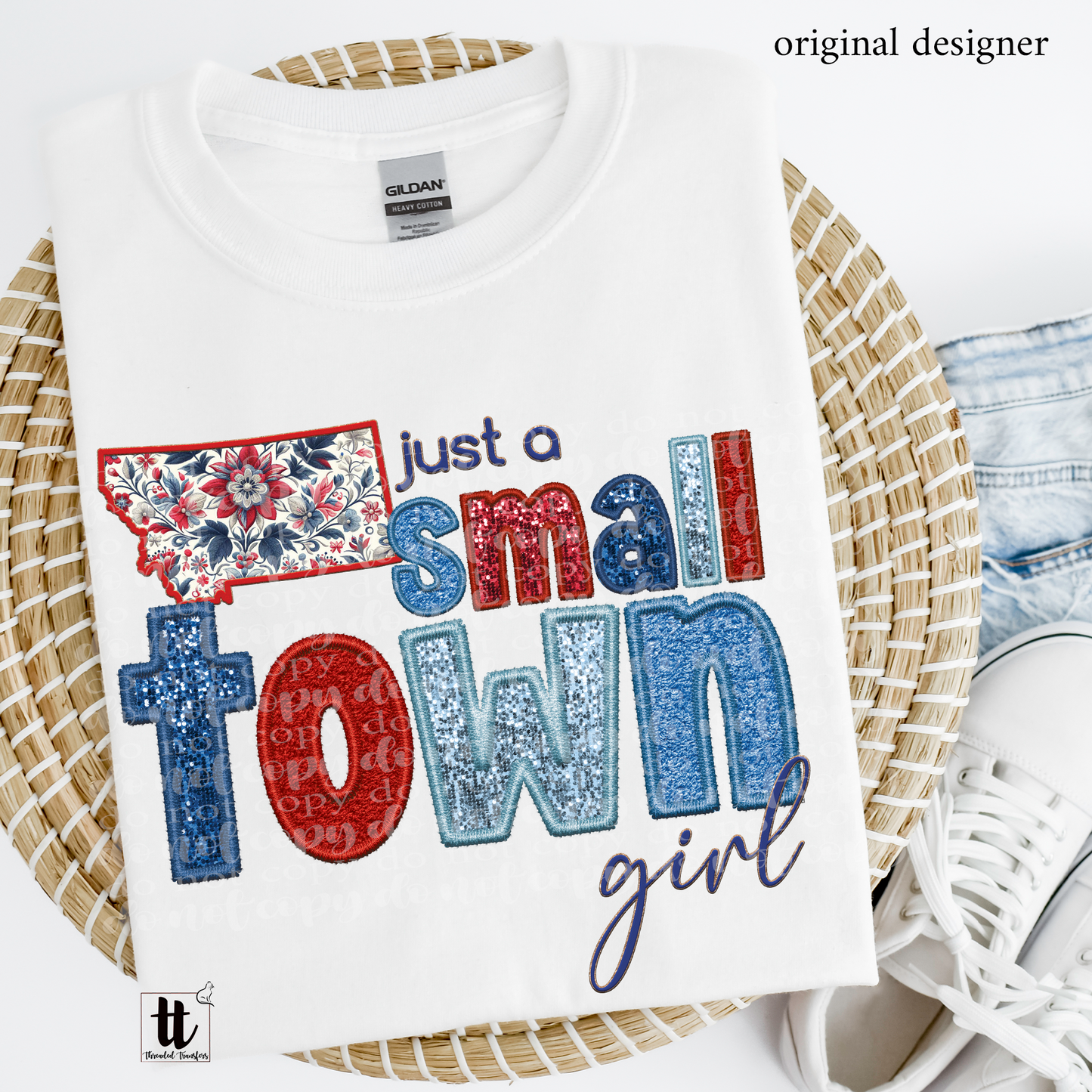 Montana Small Town **EXCLUSIVE** Faux Embroidery, Chenille, & Sparkles DTF & Sublimation Transfer