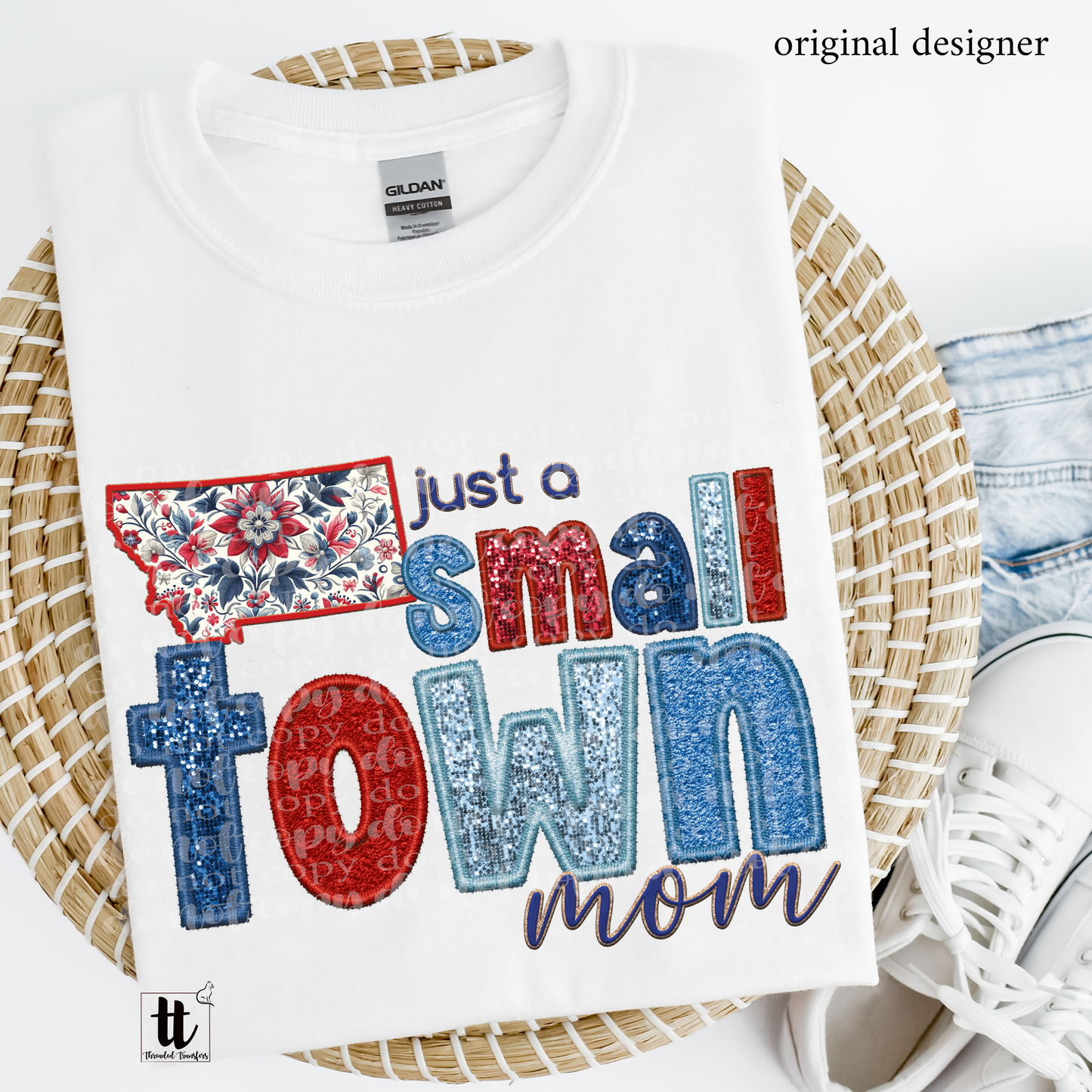 Montana Small Town **EXCLUSIVE** Faux Embroidery, Chenille, & Sparkles DTF & Sublimation Transfer