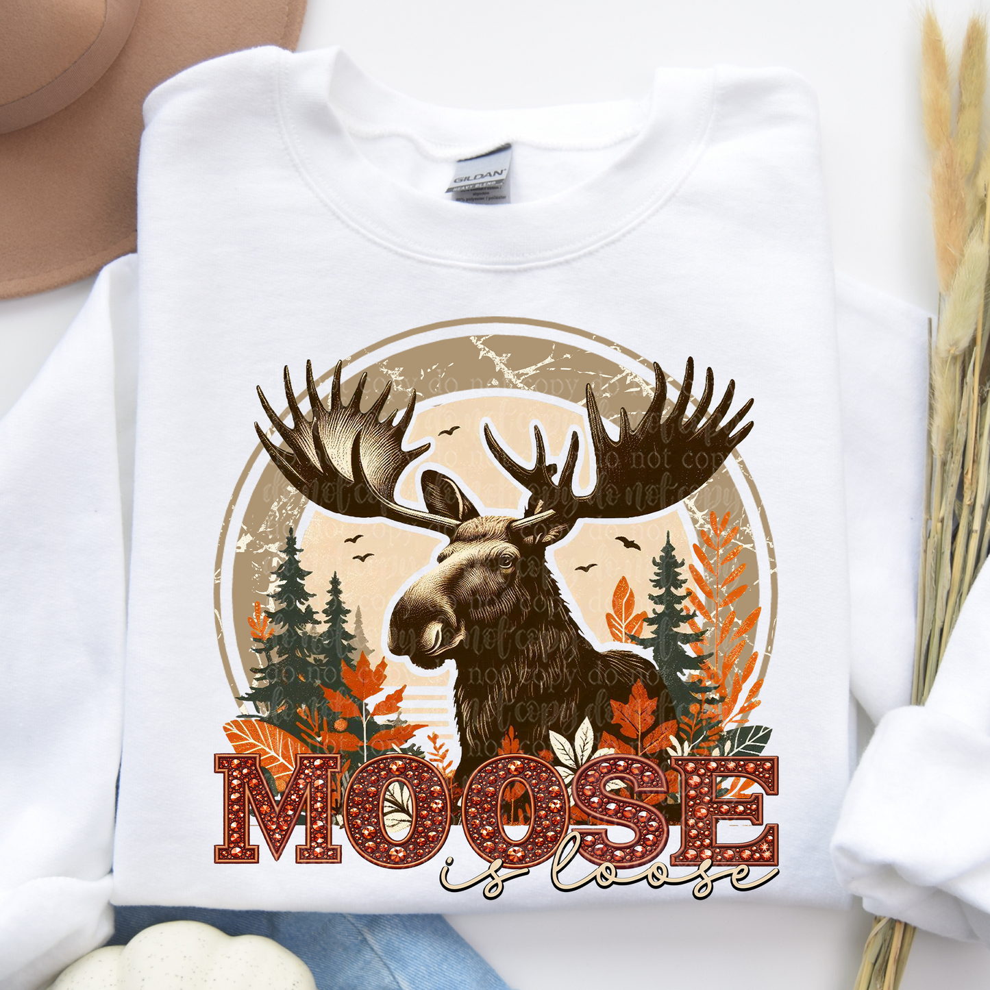 Moose is Loose Faux Rhinestone and Faux Embroidery DTF & Sublimation Transfer