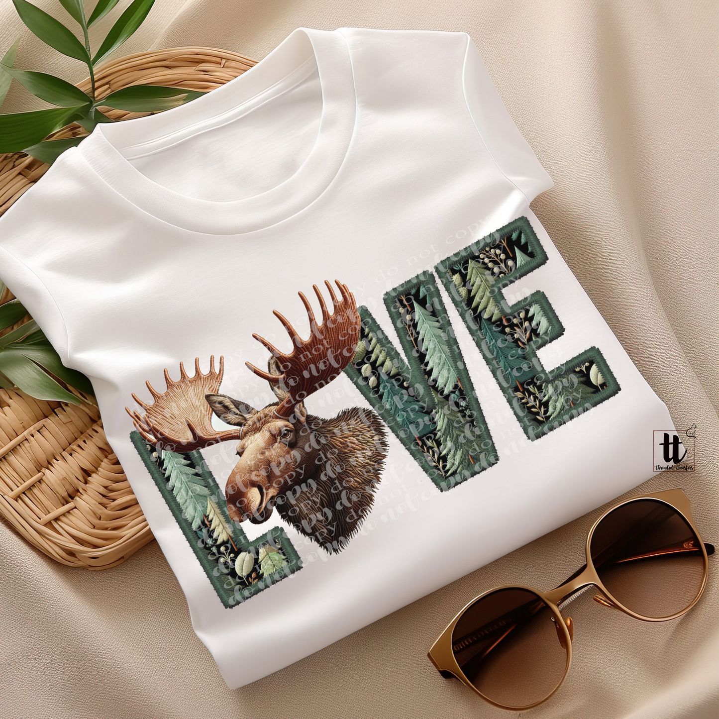 Moose Love **EXCLUSIVE** Faux Embroidery DTF & Sublimation Transfer