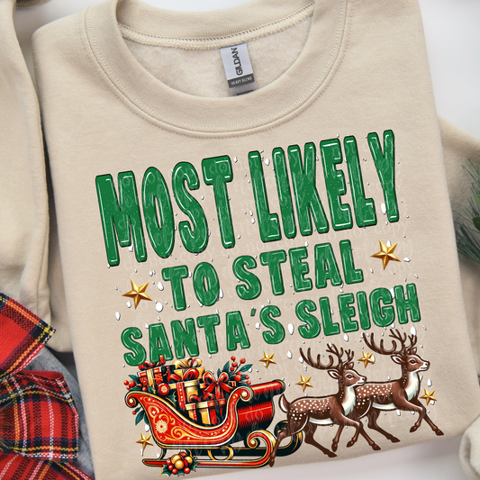 Most Likely Christmas Sleigh DTF & Sublimation Transfer