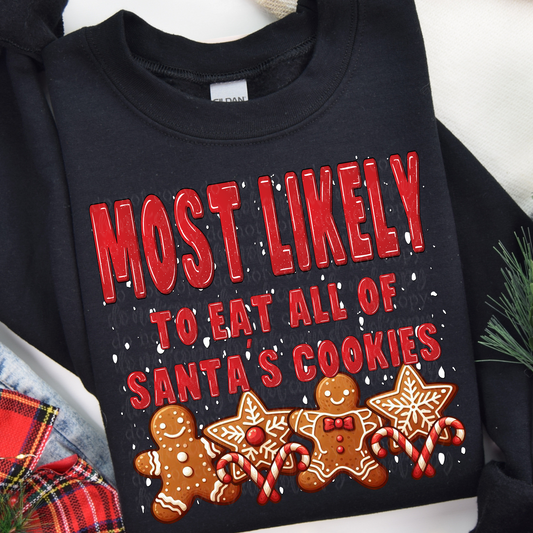 Most Likely Santa's Cookies DTF & Sublimation Transfer