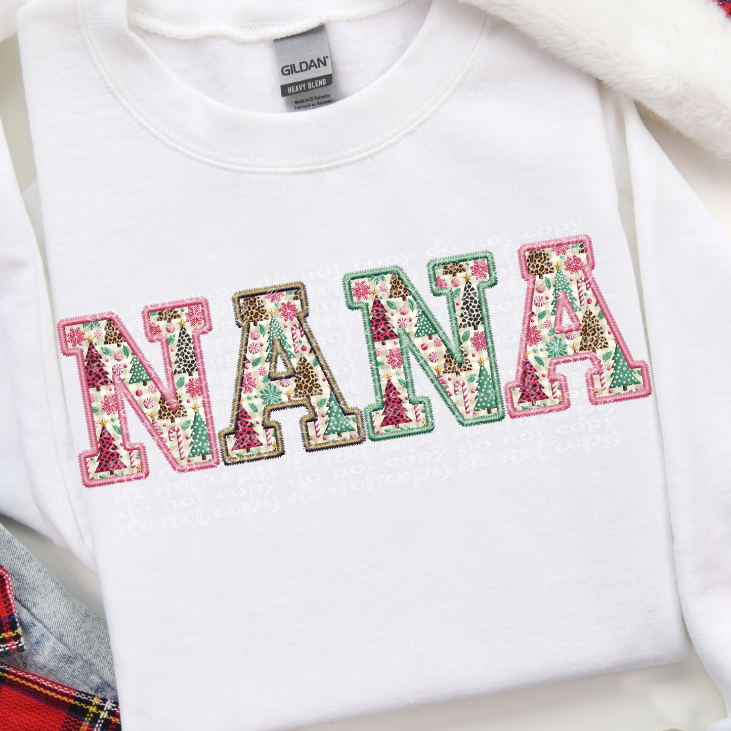 Nana Christmas Fun Faux Embroidery DTF & Sublimation Transfer