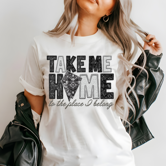 Nevada Take Me Home **EXCLUSIVE** Faux Embroidery, Rhinestone, Chenille, Lace & Sparkles DTF & Sublimation Transfer