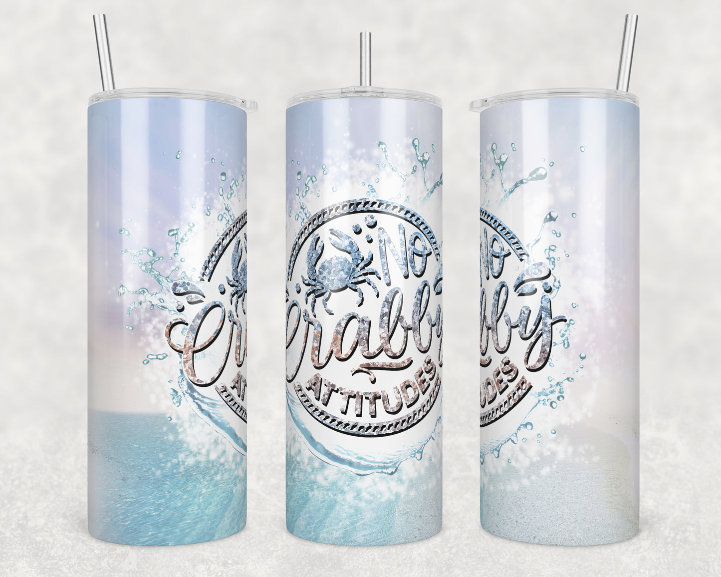 No Crabby Attitudes Sublimation Transfer Tumbler Wrap 20oz (read description)