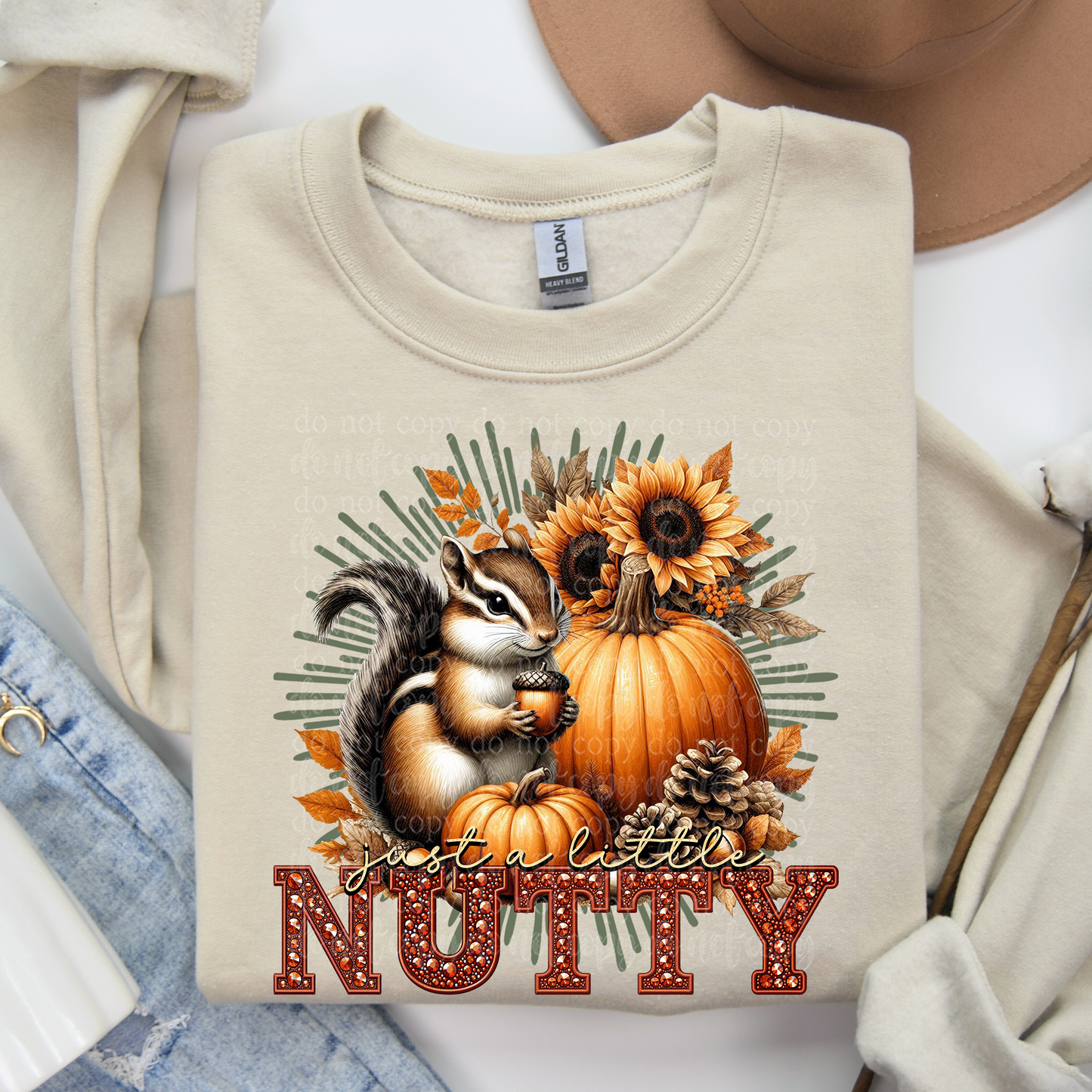 Nutty Faux Rhinestone and Faux Embroidery DTF & Sublimation Transfer