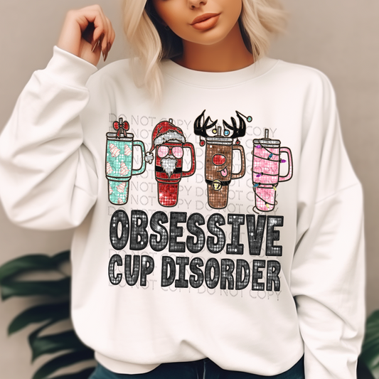 Obsessive Cup  Disorder **EXCLUSIVE** Faux Embroidery and Sparkles DTF & Sublimation Transfer