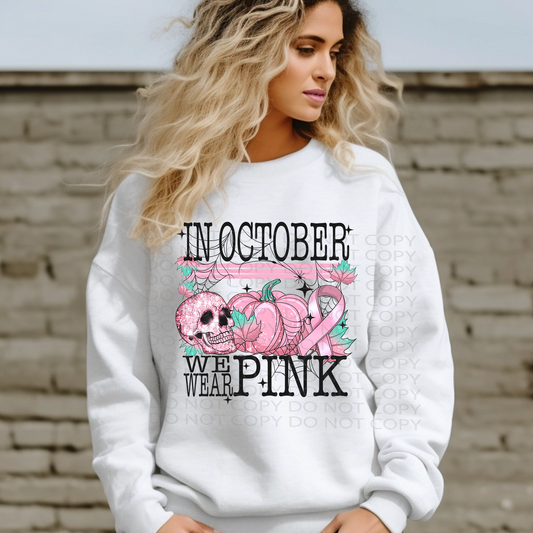 October We Wear Pink Skull DTF & Sublimation Transfer