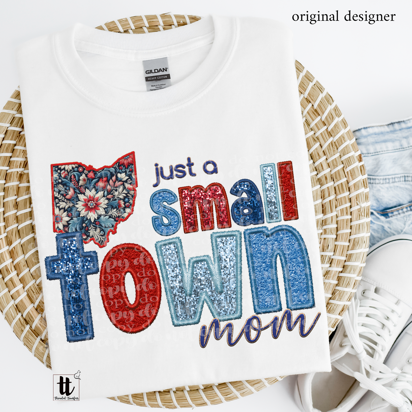 Ohio Small Town **EXCLUSIVE** Faux Embroidery, Chenille, & Sparkles DTF & Sublimation Transfer