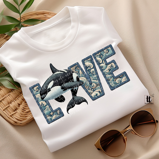 Orca Love **EXCLUSIVE** Faux Embroidery DTF & Sublimation Transfer