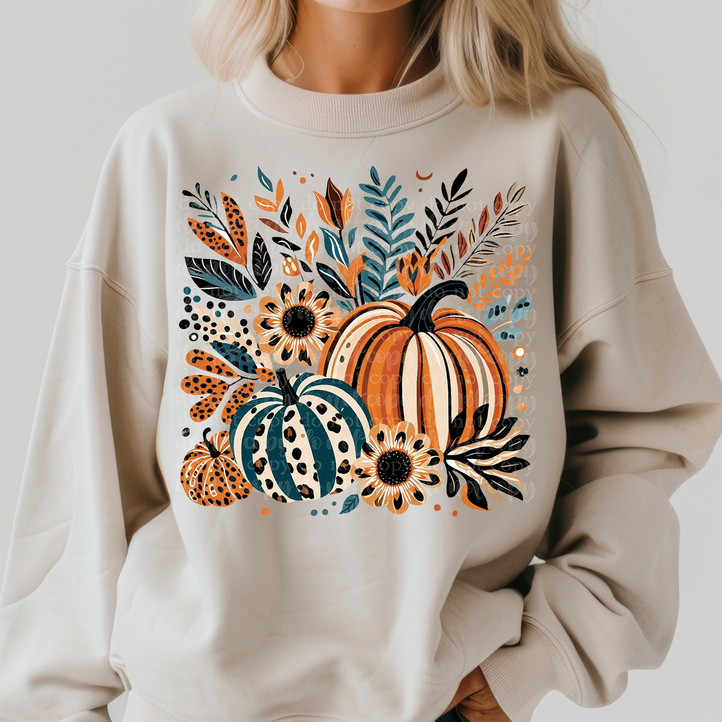 Painted Pumpkins Leopard Floral DTF & Sublimation Transfer