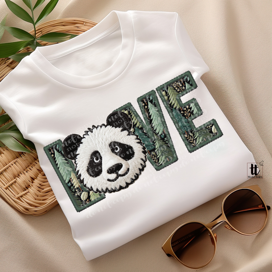 Panda Love **EXCLUSIVE** Faux Embroidery DTF & Sublimation Transfer