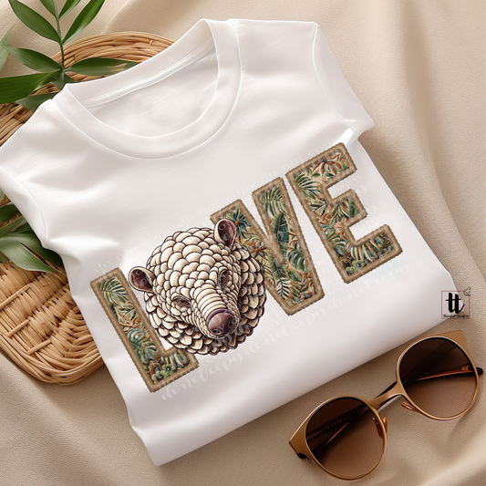 Pangolin Love **EXCLUSIVE** Faux Embroidery DTF & Sublimation Transfer