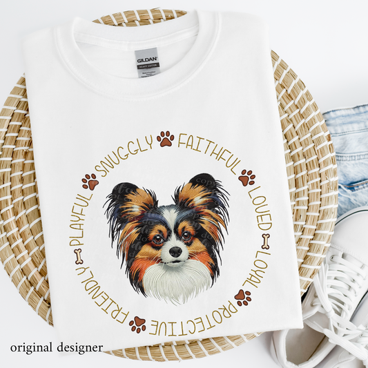 Papillon Pet Traits **EXCLUSIVE** Faux Embroidery & Faux Sparkle DTF & Sublimation Transfer