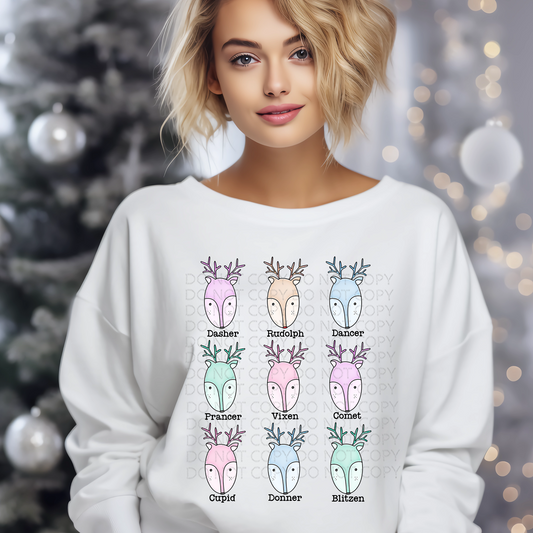 Pastel Reindeer DTF & Sublimation Transfer