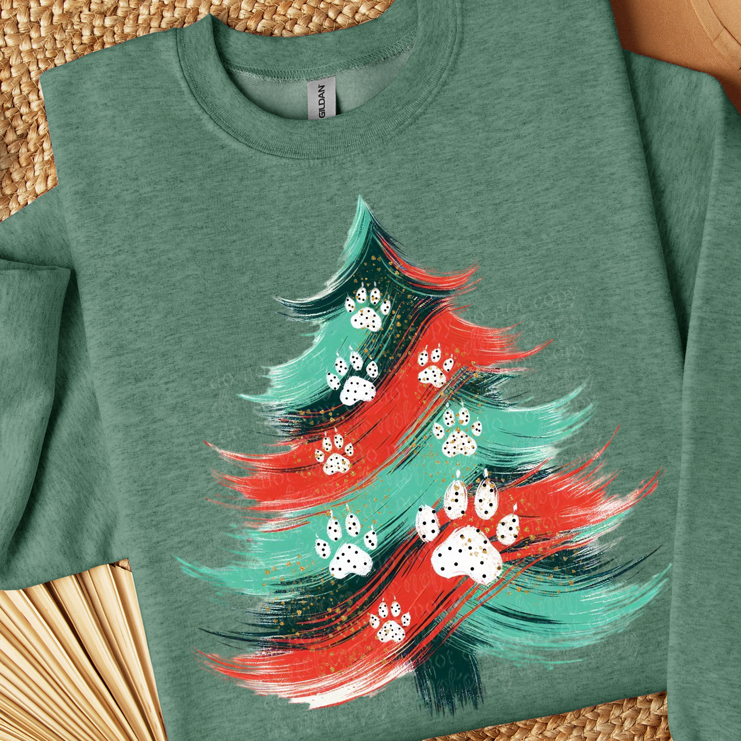 Paws Brushstroke Christmas Tree DTF & Sublimation Transfer