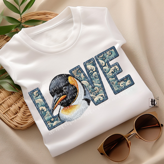 Penguin Love **EXCLUSIVE** Faux Embroidery DTF & Sublimation Transfer