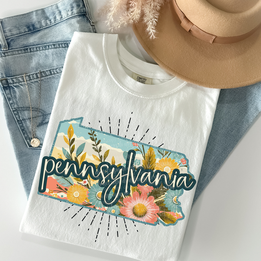 Pennsylvania Retro Floral DTF & Sublimation Transfer