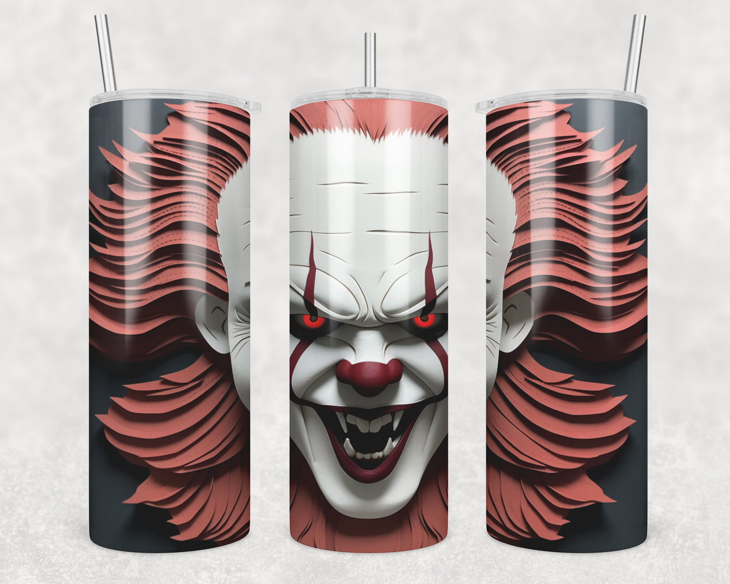 3D Penny Clown Sublimation Transfer Tumbler Wrap 20oz (read description)