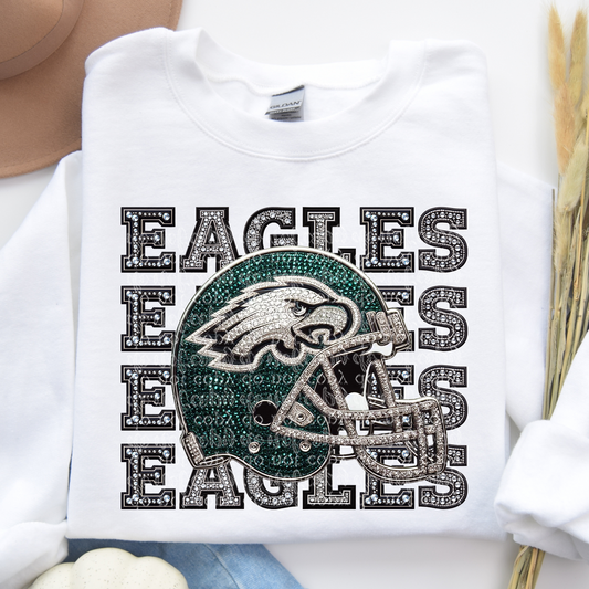 Philadelphia Repeat Words Faux Rhinestone & Faux Embroidery DTF & Sublimation Transfer