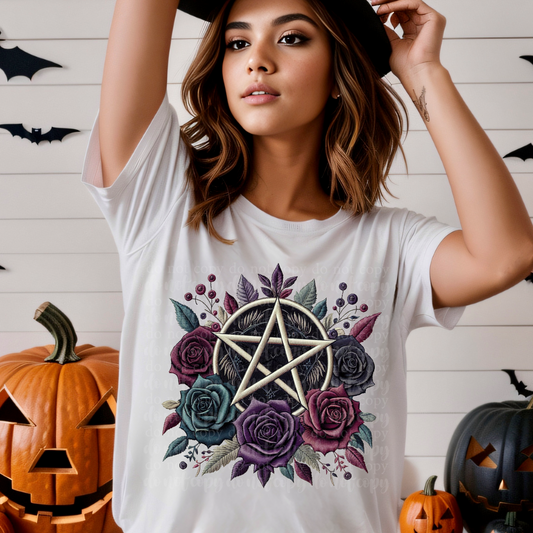 Pentagram Pieces of Halloween Faux Embroidery DTF & Sublimation Transfer