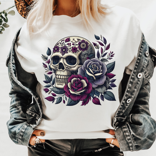 Skull Pieces of Halloween Faux Embroidery DTF & Sublimation Transfer