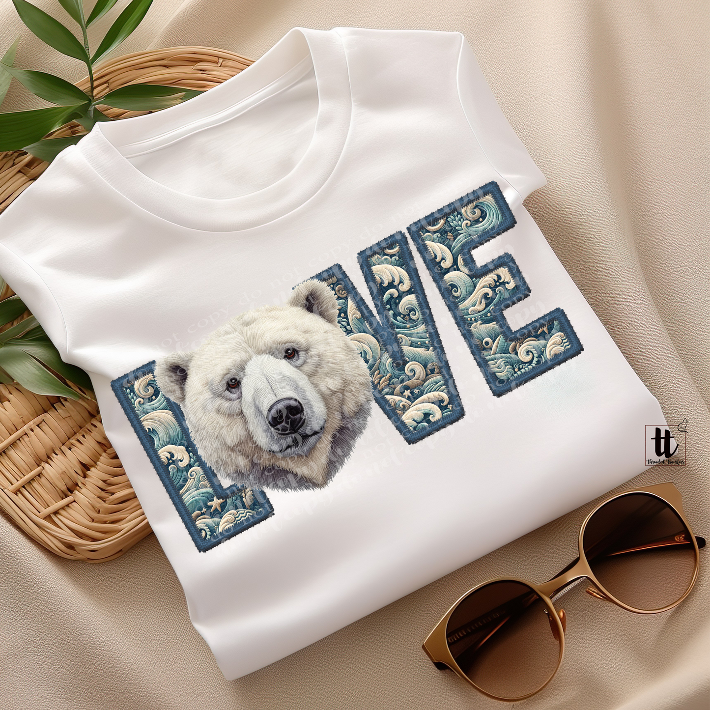 Polar Bear Love **EXCLUSIVE** Faux Embroidery DTF & Sublimation Transfer