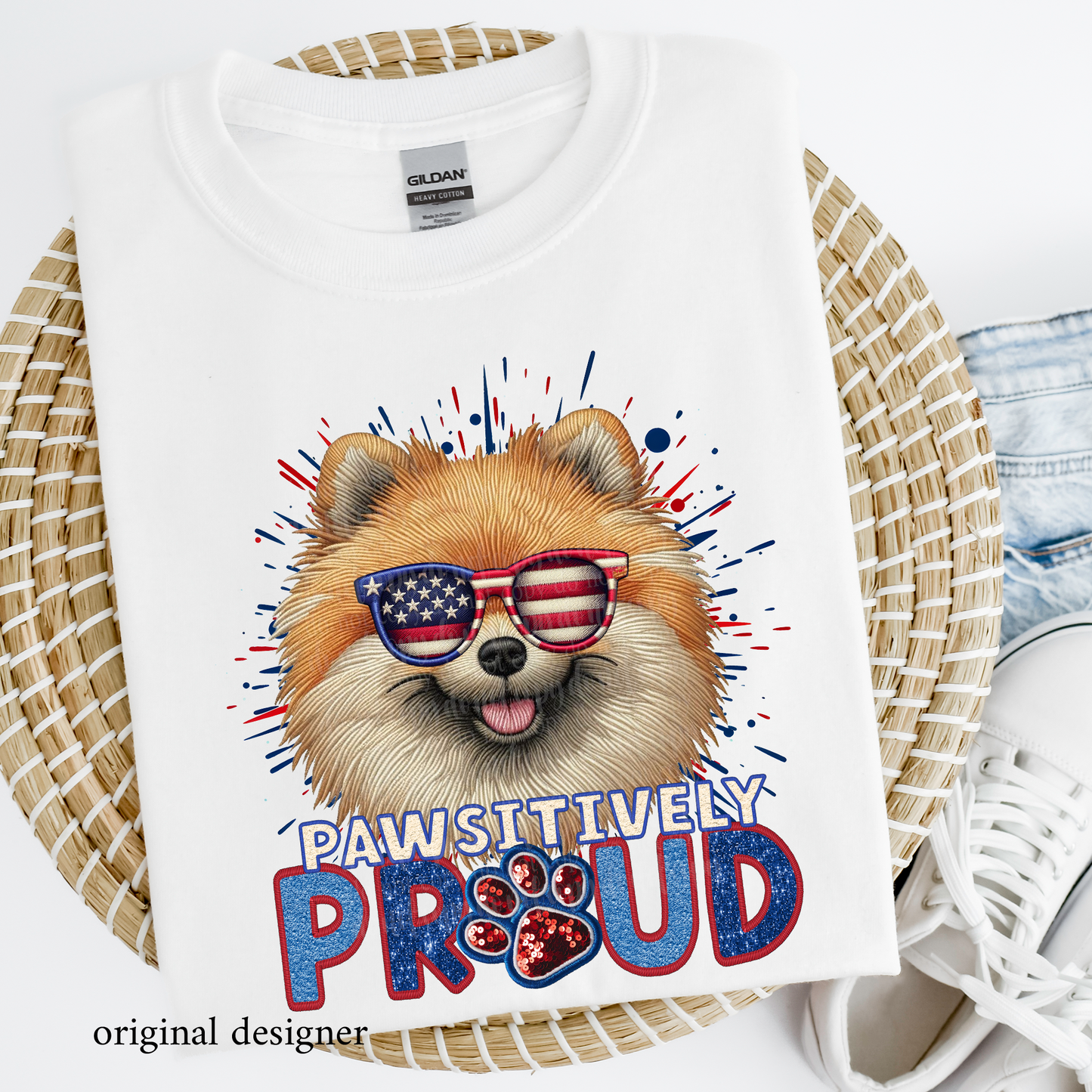 Pomeranian Pawsitively Proud **EXCLUSIVE** Faux Embroidery, Chenille, & Sparkle DTF & Sublimation Transfer