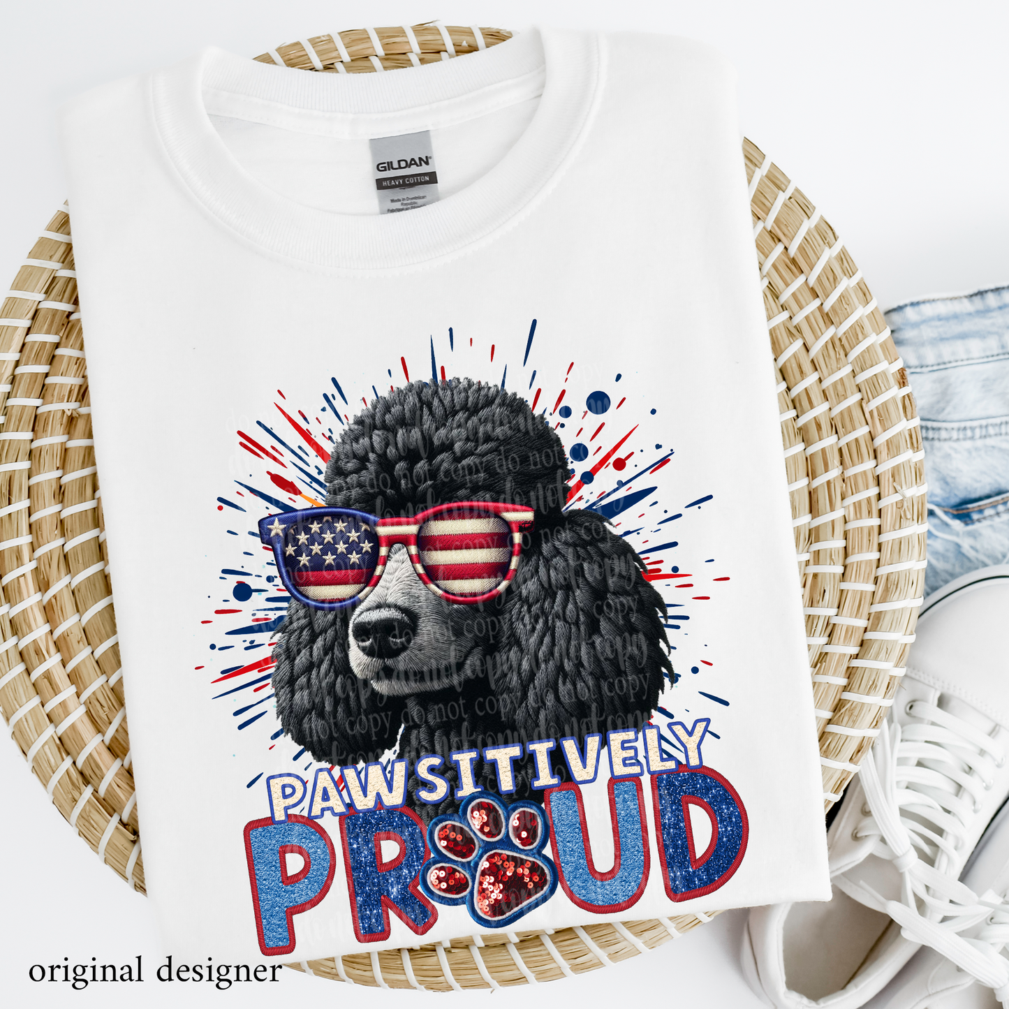 Poodle (black) Pawsitively Proud  **EXCLUSIVE** Faux Embroidery, Chenille, & Sparkle DTF & Sublimation Transfer