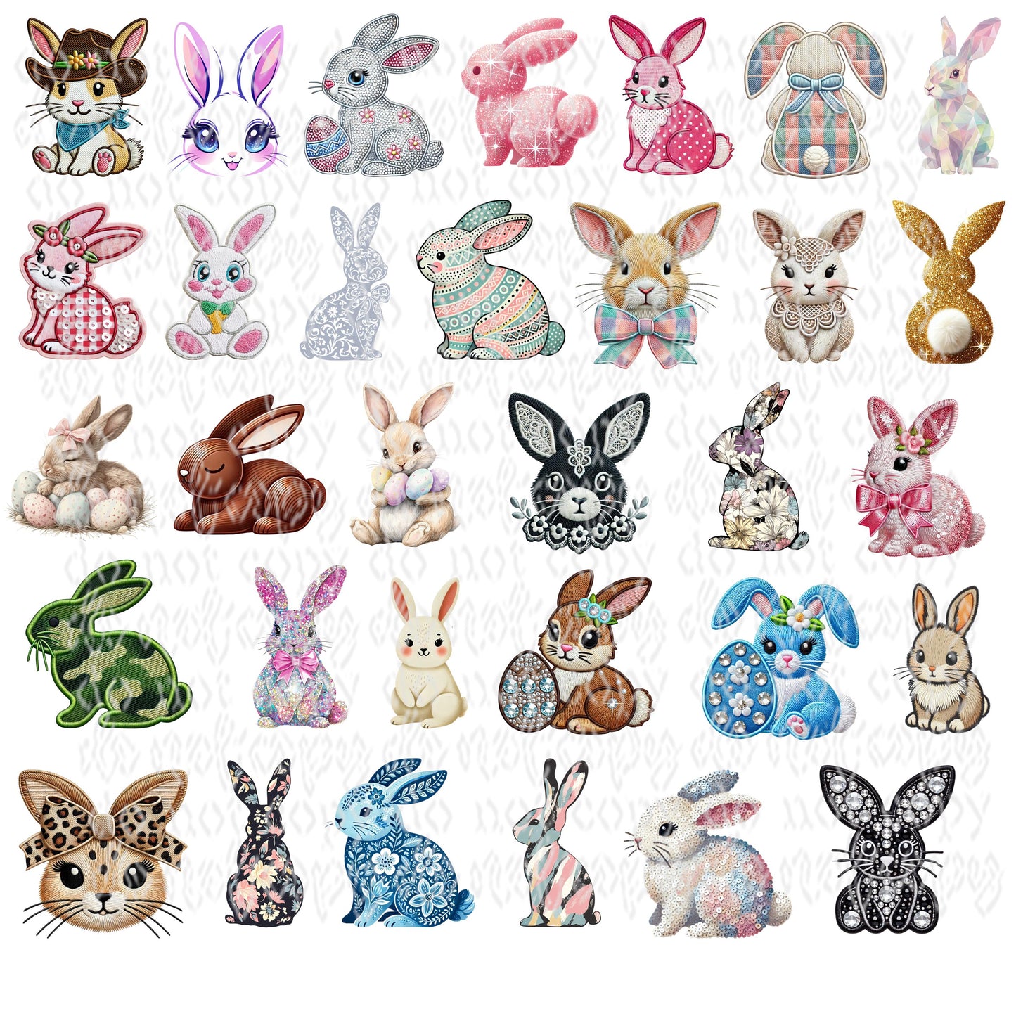 Easter Bunny Clipart PNG Bundle Digital Download (PNG Format - no product shipped)