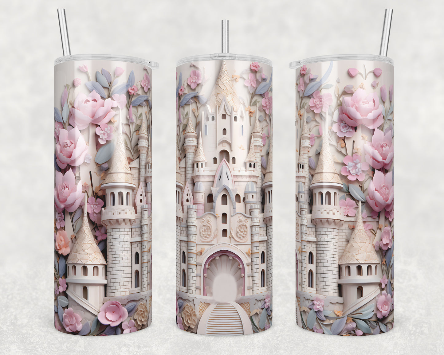 3D Princess Castle Sublimation Transfer Tumbler Wrap 20oz (read description)