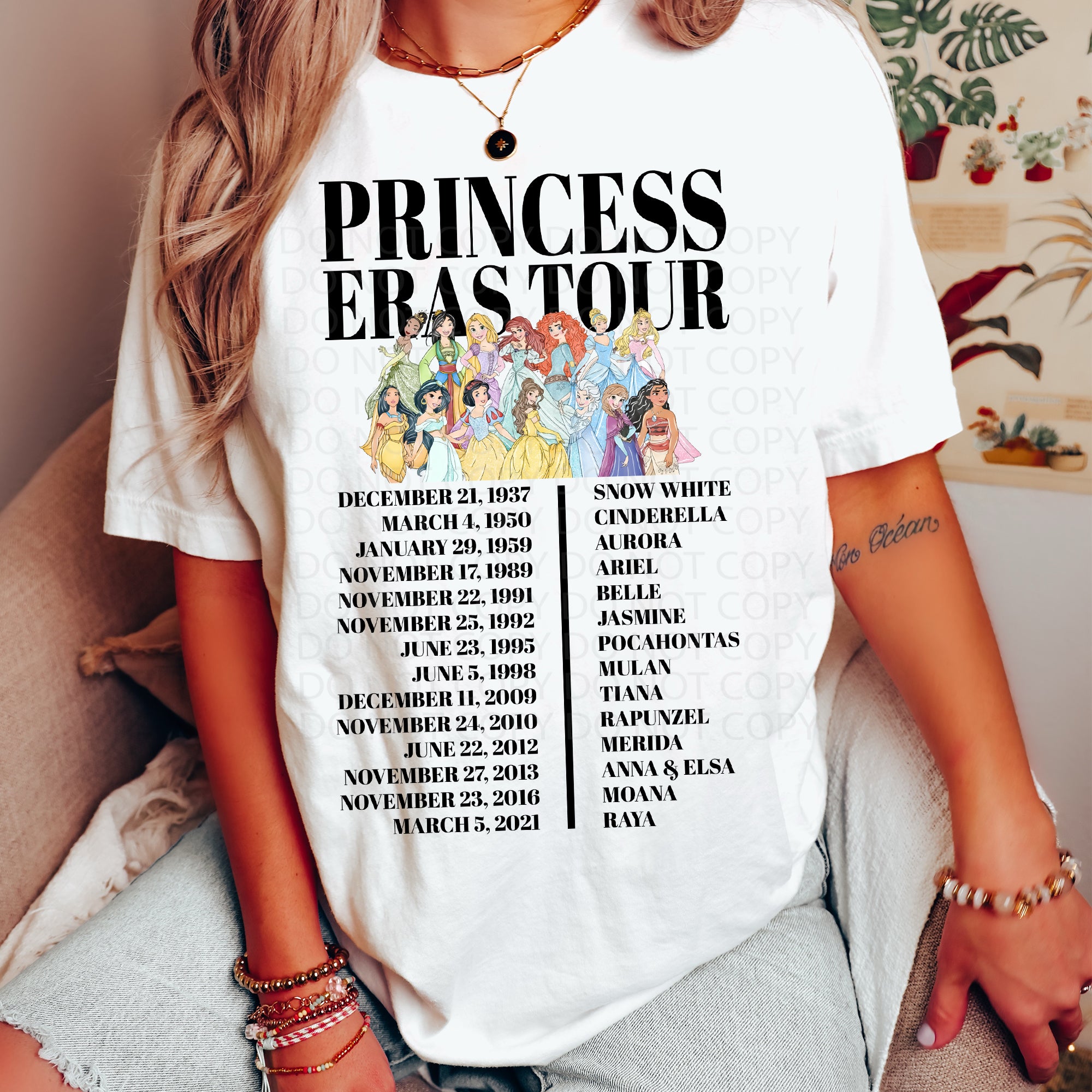 Princess Tour Dates DTF & Sublimation Transfer – Threaded Transfers