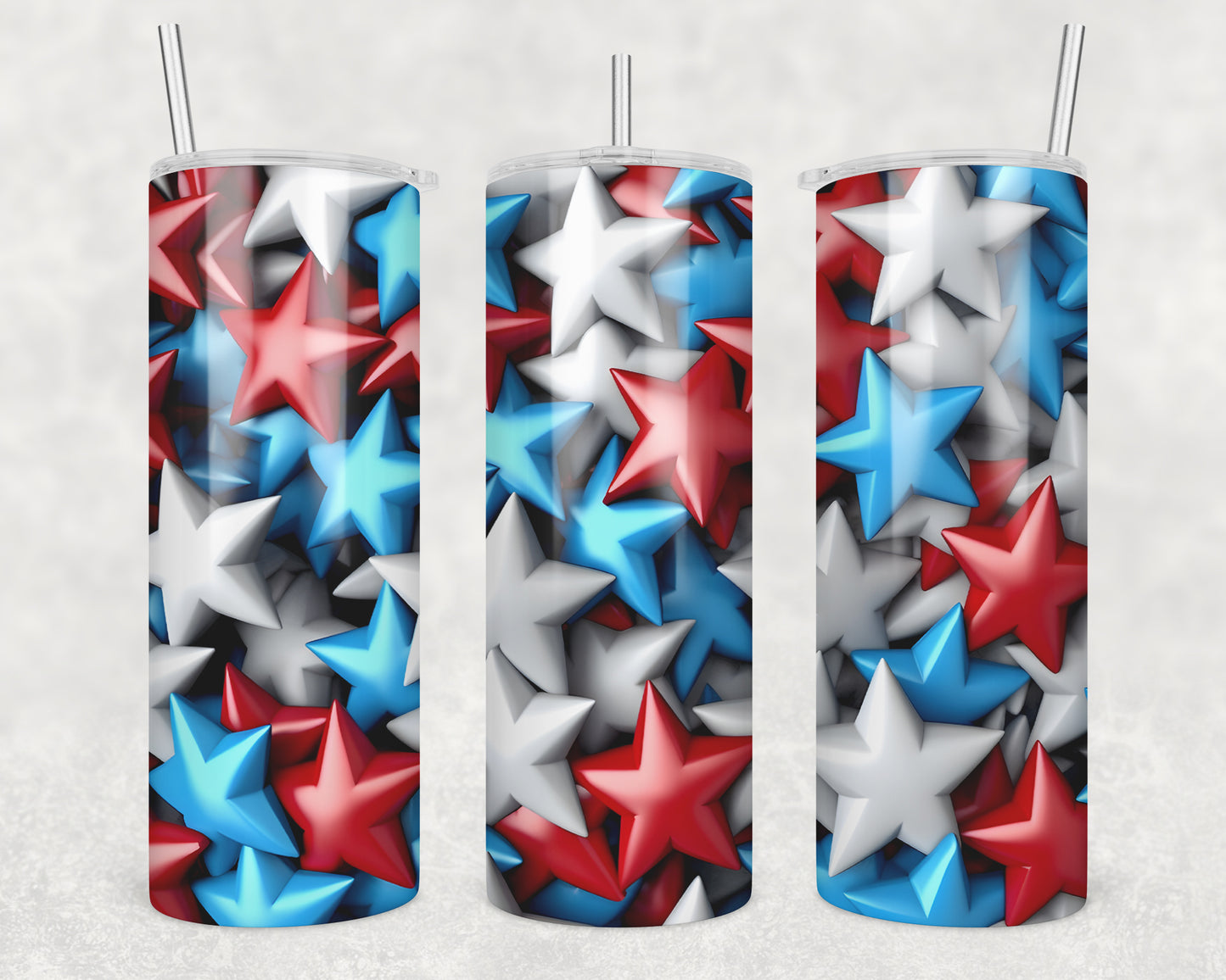 3D Patriotic Stars 3D Look Sublimation Transfer Tumbler Wrap 20oz (read description)