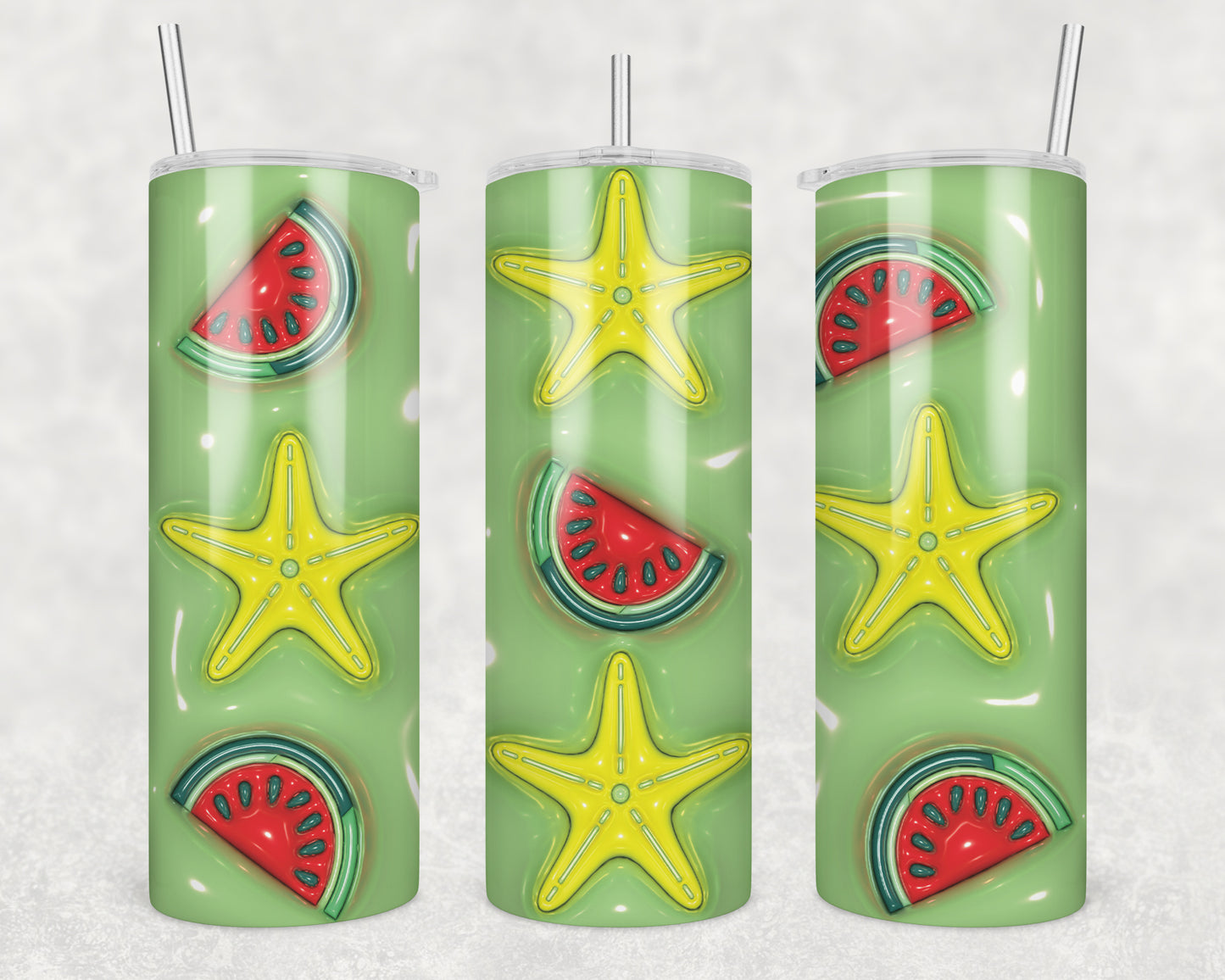 3D Watermelon Starfish Look Sublimation Transfer Tumbler Wrap 20oz (read description)