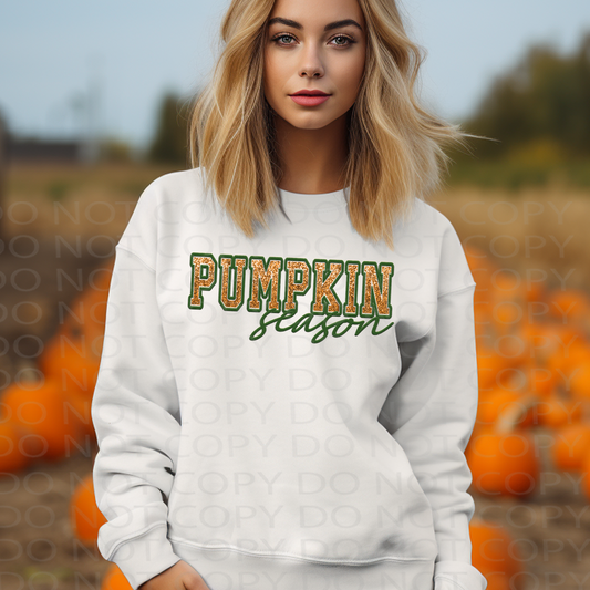 Pumpkin Season Faux Embroidery and Sparkles DTF & Sublimation Transfer