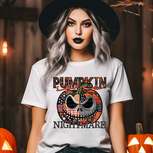 Pumpkin Spice Nightmare Faux Patchwork & Faux Embroidery DTF & Sublimation Transfer