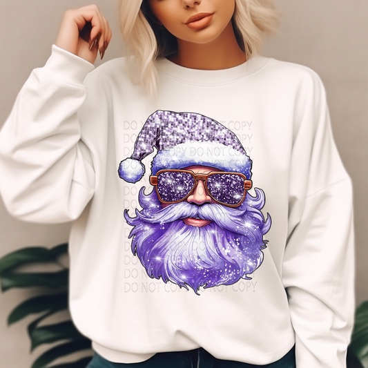 Purple Groovy Santa Faux Sparkles DTF & Sublimation Transfer