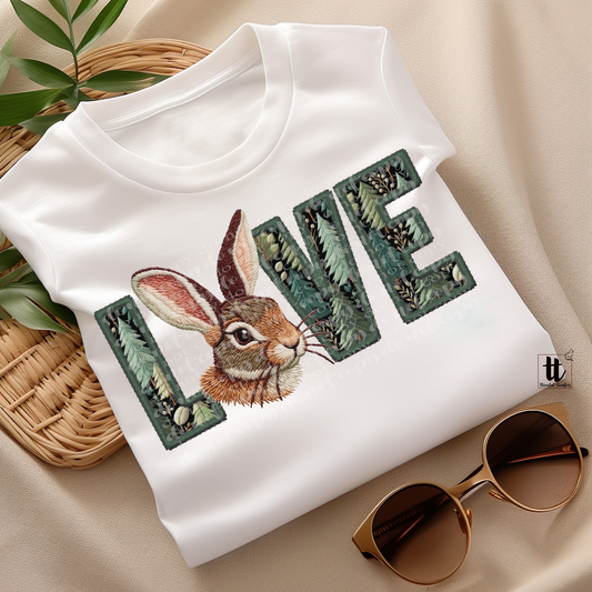 Rabbit Love **EXCLUSIVE** Faux Embroidery DTF & Sublimation Transfer