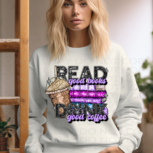 Read Good Books Faux Sparkles  DTF & Sublimation Transfer