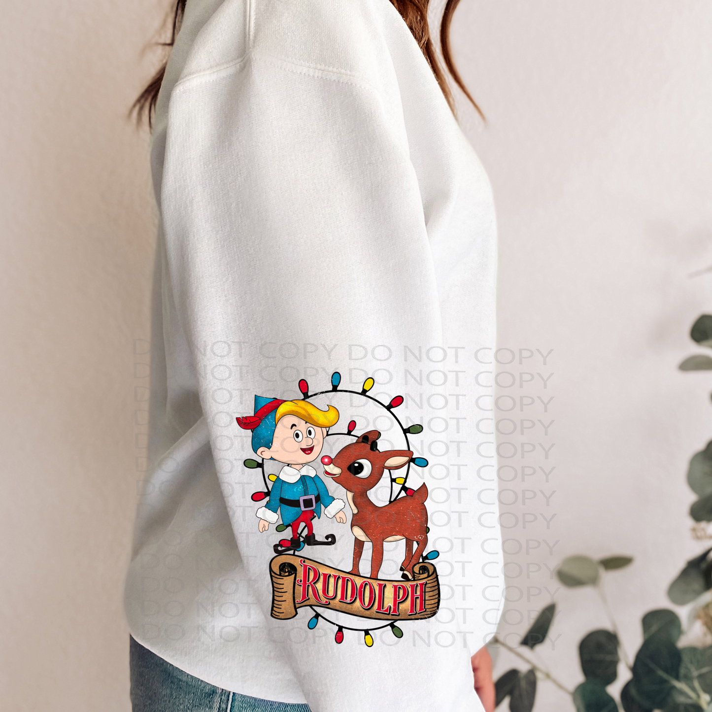 Red Nosed Reindeer Sleeve (matches shirt)  DTF & Sublimation Transfer