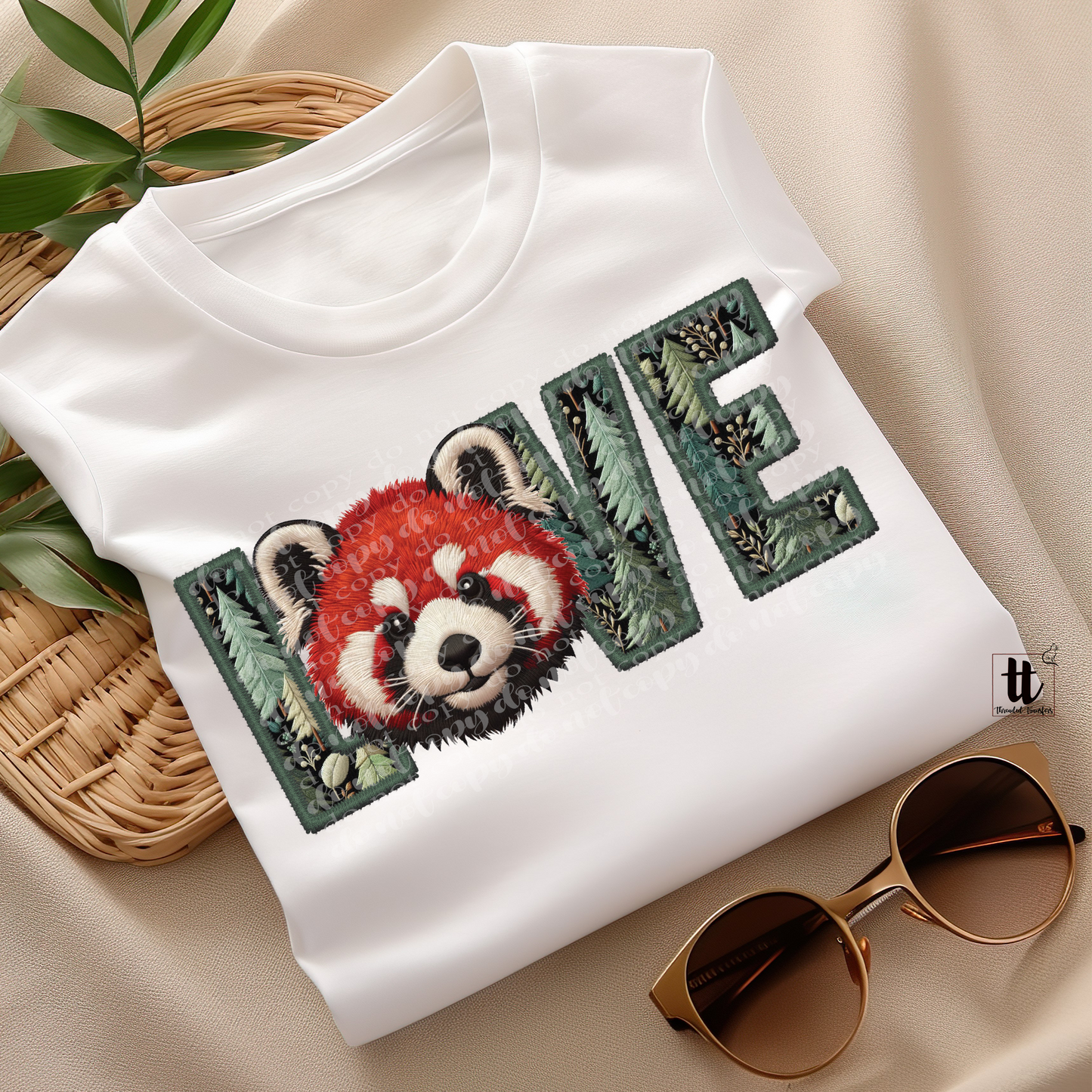 Red Panda Love **EXCLUSIVE** Faux Embroidery DTF & Sublimation Transfer